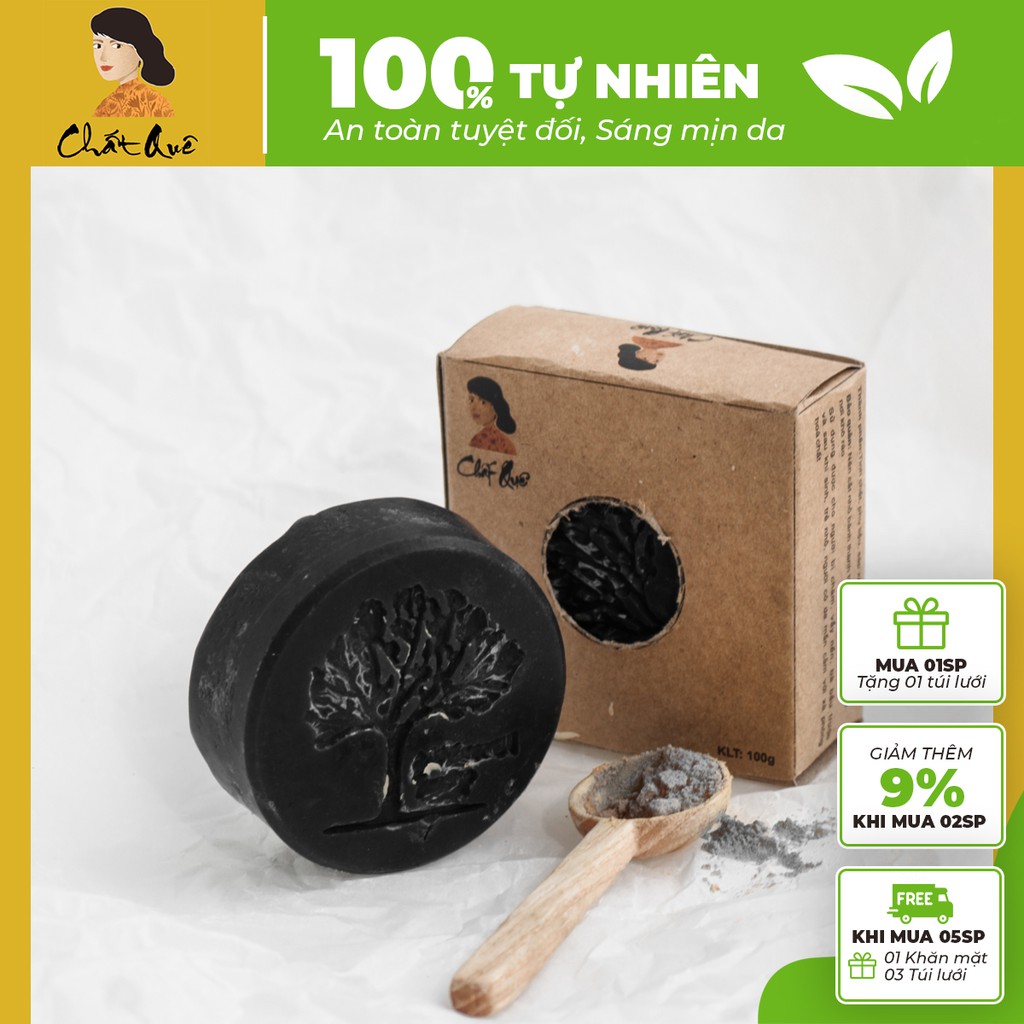 Xà phòng than tre 10x10x3, khối lượng 100g