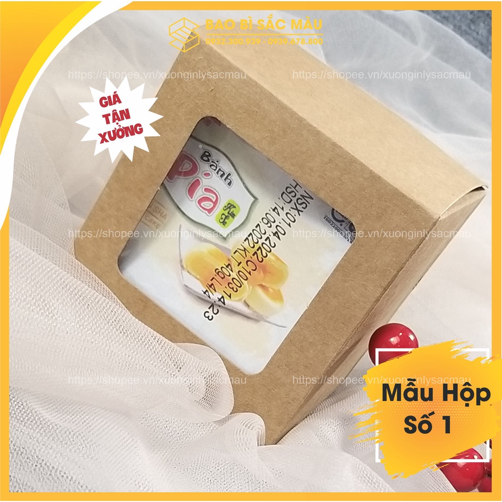 Combo 5 hộp giấy kraft vuông cửa kiếng ( Hộp số 1)  đựng quà tặng, bánh kẹo.... và các vật phẩm khác