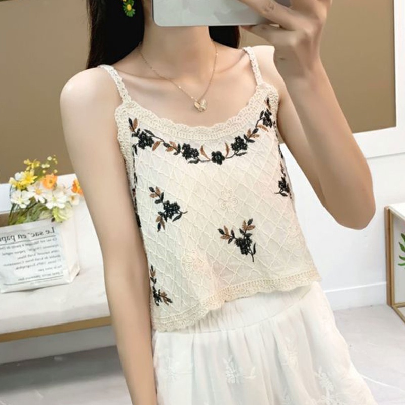 Áo Hai Dây Hở Lưng Thêu Họa Tiết Phong Cách Cổ Điển Quyến Rũ Dành Cho Nữ