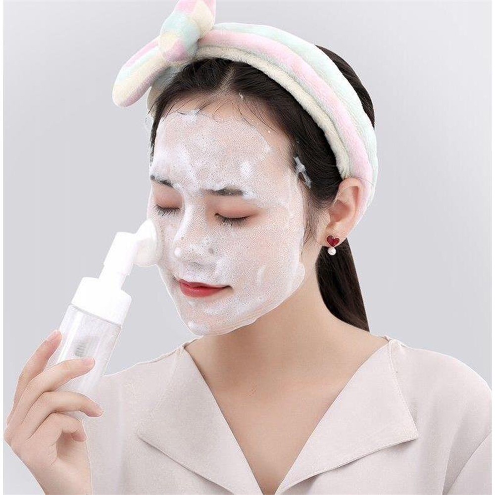 [Hàng mới về] Chai rỗng dạng nhấn 120ml/150ml đựng kem mousse rửa mặt tạo bọt kèm đầu bàn chải silicon