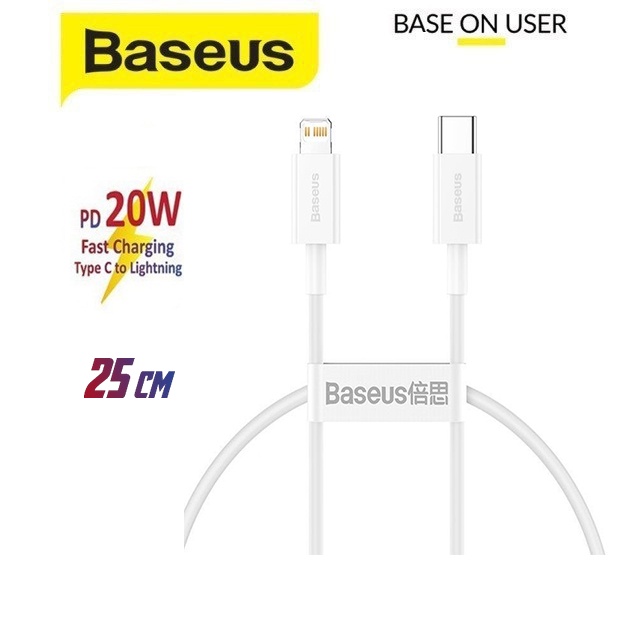 Cáp sạc nhanh PD20W Baseus Superior Type-C to Lightning dây tròn dẻo cho iPhone/iPad dài 25CM
