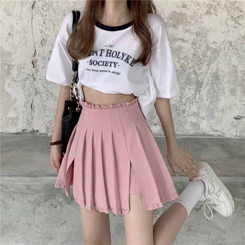 Chân Váy BH peplum Lưng Cao Xếp Ly Xẻ Tà Kiểu Hàn Quốc Thời Trang 2022 Cho Nữ