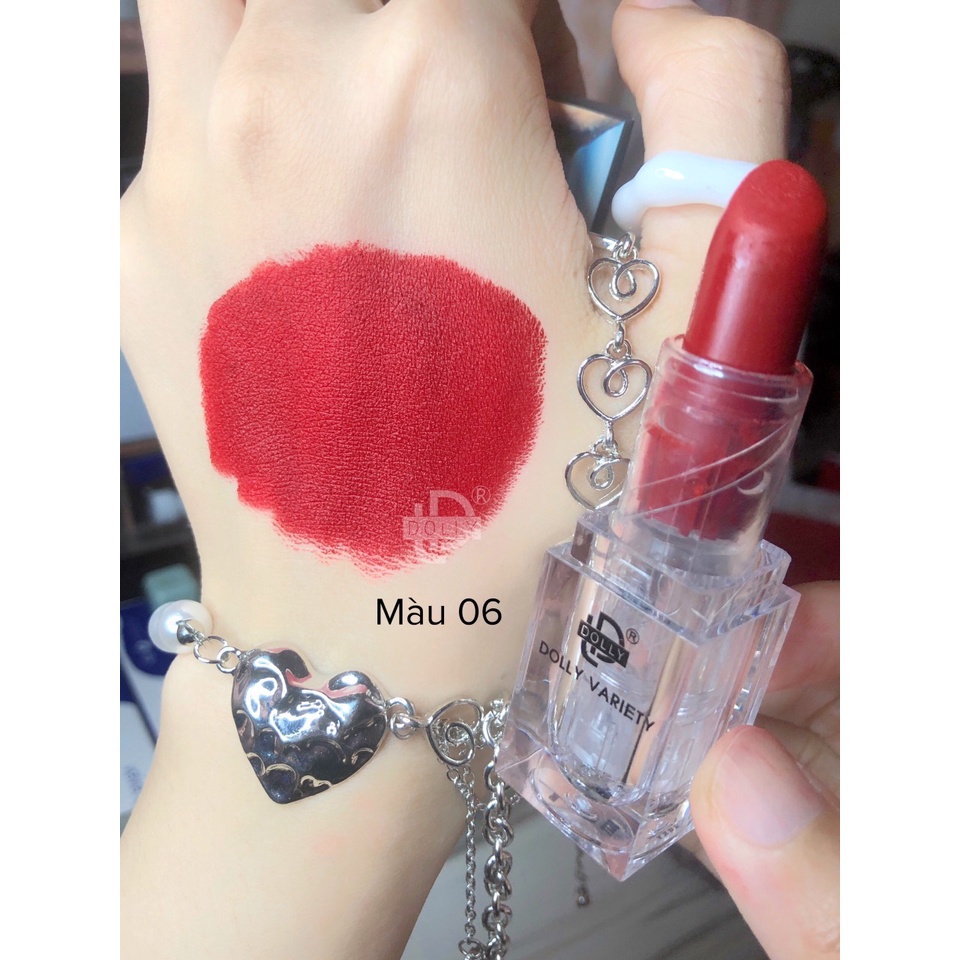 Son THỎI SÁP DOLLY dòng kem lì siêu mềm mịn, không chì, không trôi MÀU Đỏ đô