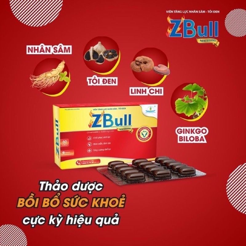 Viên uống tăng lực nhân sâm tỏi đen Zbull_Tăng cường thể lực,minh mẫn tỉnh táo tức thì.Vỉ 15 viên/hộp 60 viên