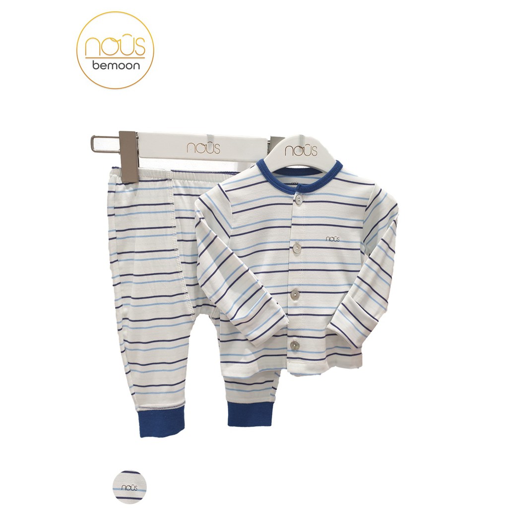 Bộ cài thẳng newborn Nous pettit kẻ xanh navy