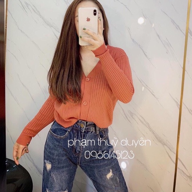 Khoác cadigan len 3 cúc tay dài len siêu co dãn nhiều màu vanmiushop