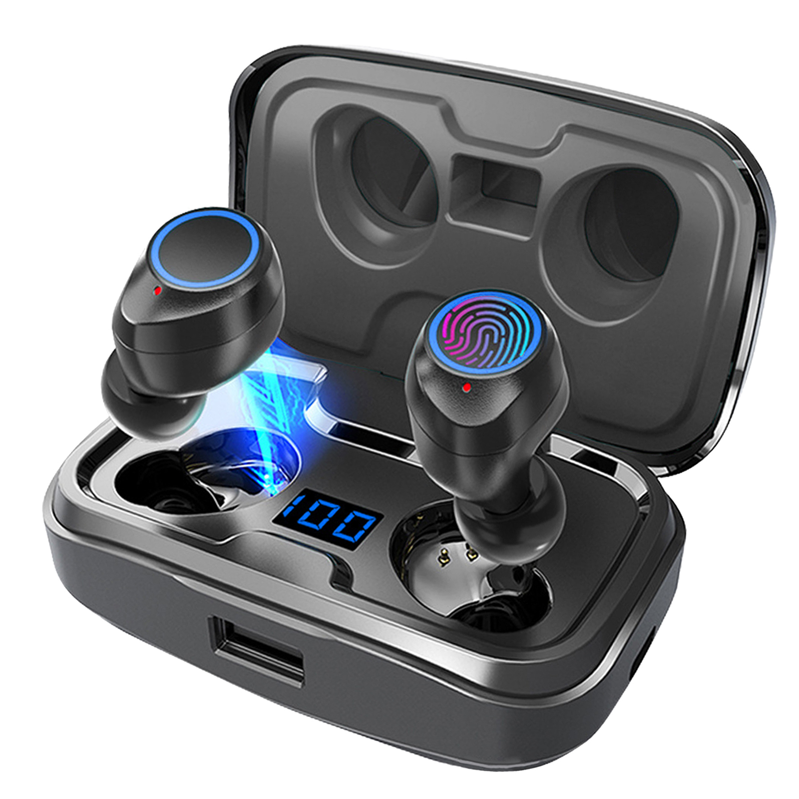 SafeTrip Wireless Earbuds Bluetooth 5.0 HiFi Sound Waterproof Headphone With Mic Case 