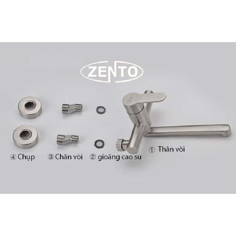 Vòi rửa bát gắn tường nóng lạnh Zento SUS4650
