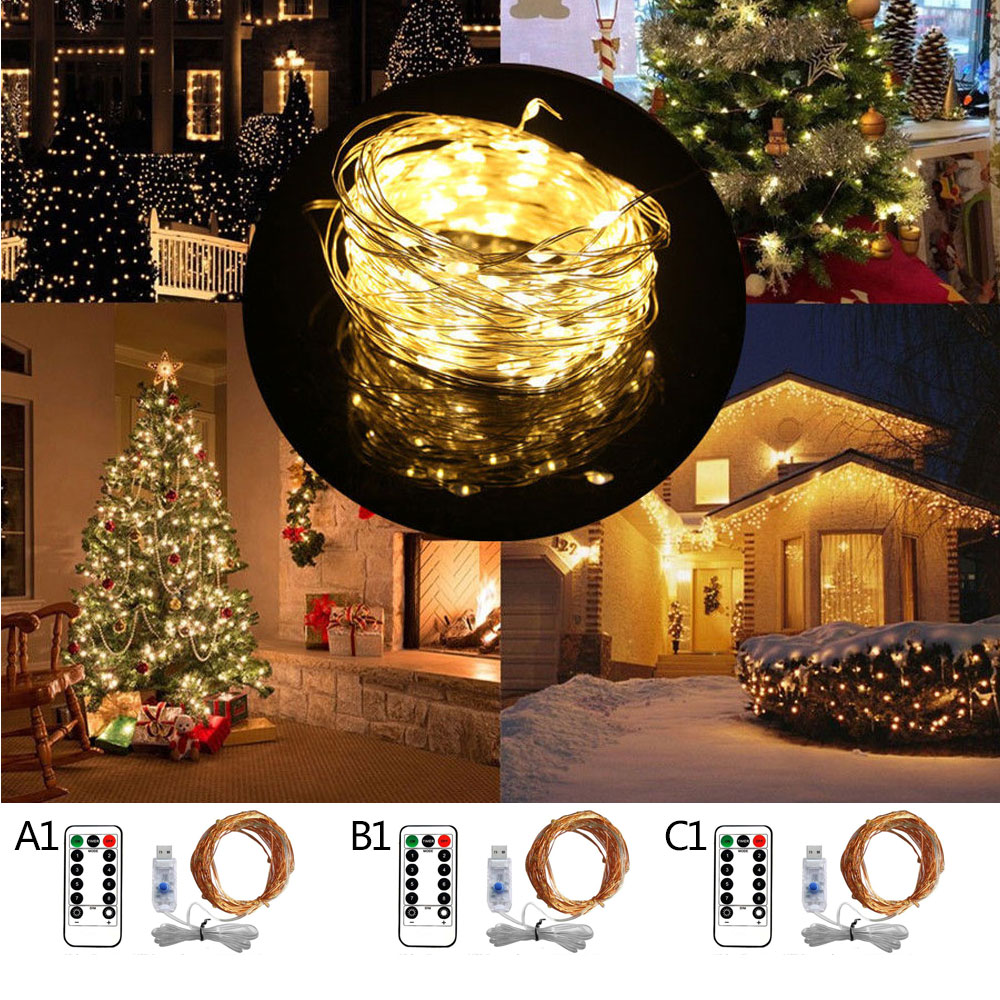 Dây đèn led trang trí cây thông noel 10M 100LED USB 5V đẹp mắt độc đáo