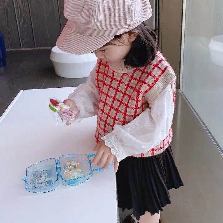 Áo vest Cô Gái Mới Đan Kẻ Sọc Hàn Quốc