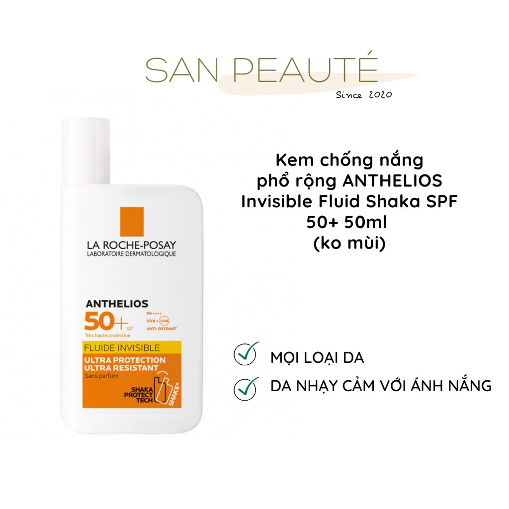 [BILL PHÁP] Kem chống nắng La Roche Posay ANTHELIOS Invisible Fluid Shaka SPF 50+ 50ml