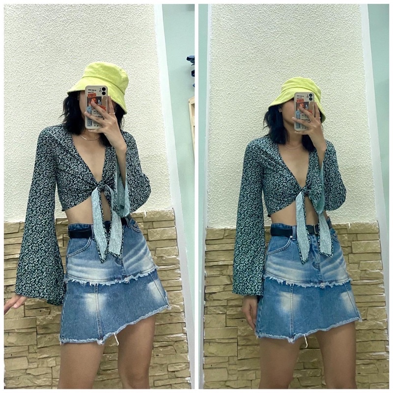 Set Chân váy lạ, áo tay loe