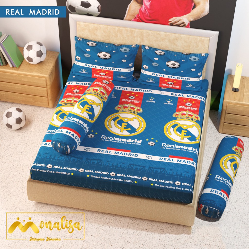 Ga Trải Giường Vải Lanh Họa Tiết Real Madrid Cao Cấp 180x200