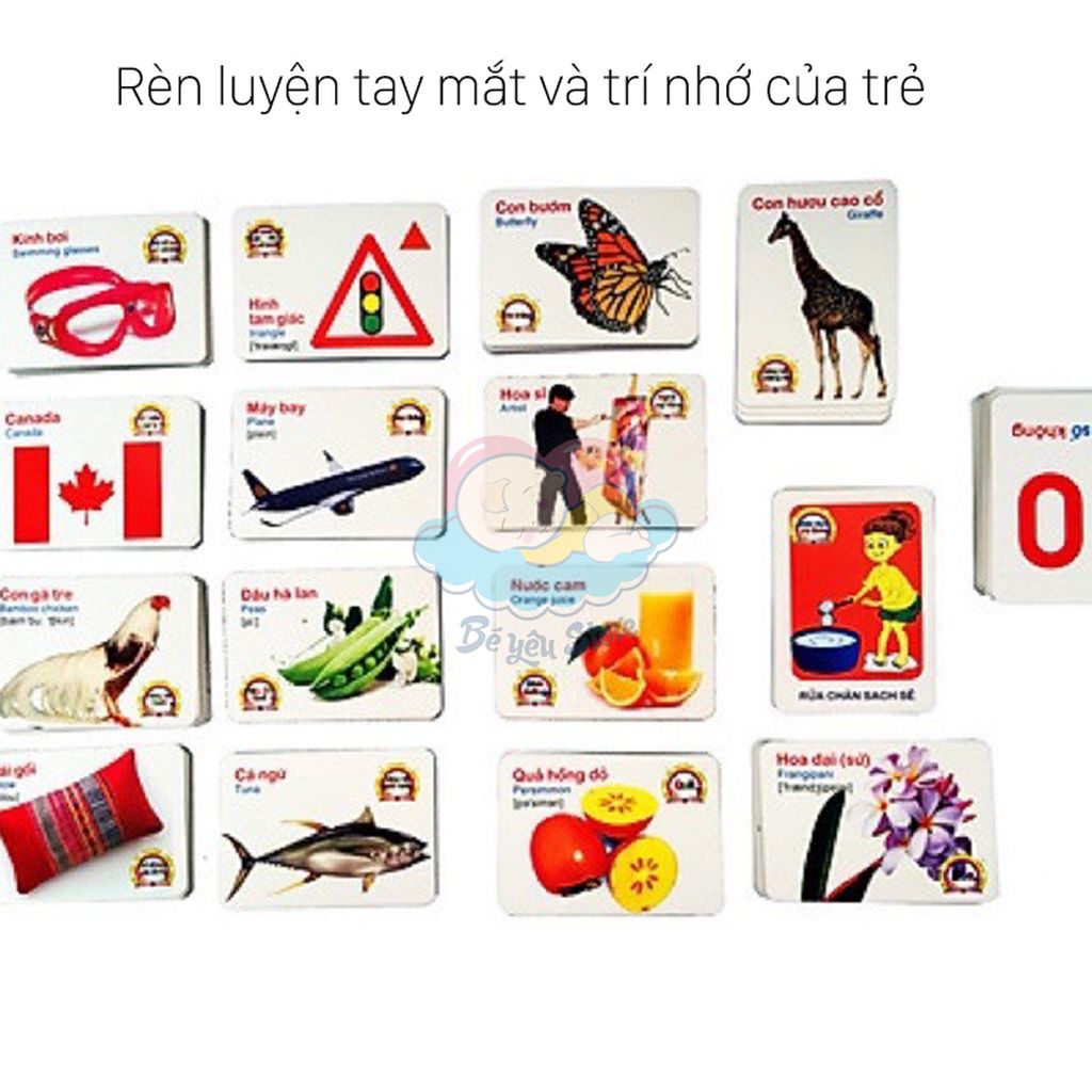Bộ thẻ học thông minh 16 chủ đề tiếng Anh tiếng Việt giúp bé vừa học vừa chơi