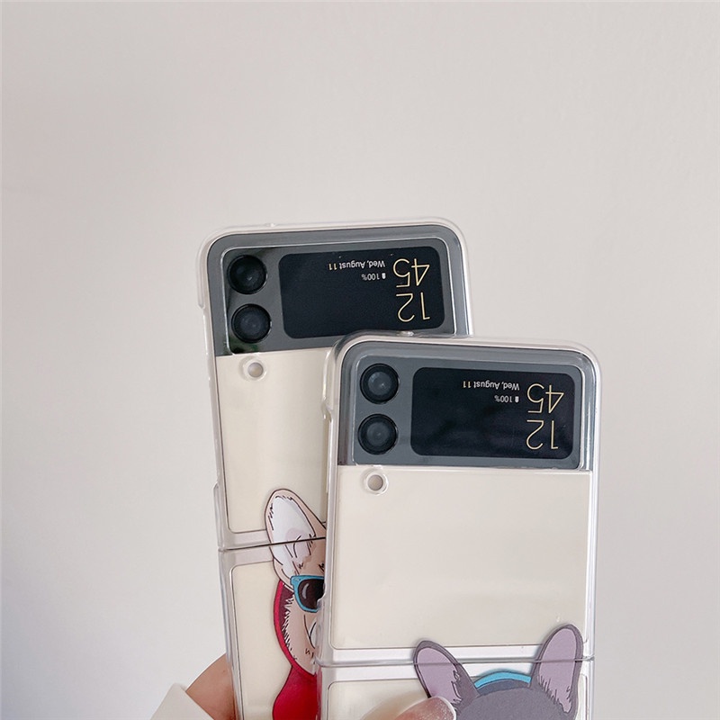 Ốp Điện Thoại Nắp Gập In Hình Chú Chó Đeo Kính Râm Dễ Thương Cho Samsung Galaxy Z Flip 4 Z Flip 4 5G Z Flip 4 Zflip4 Z Flip 4