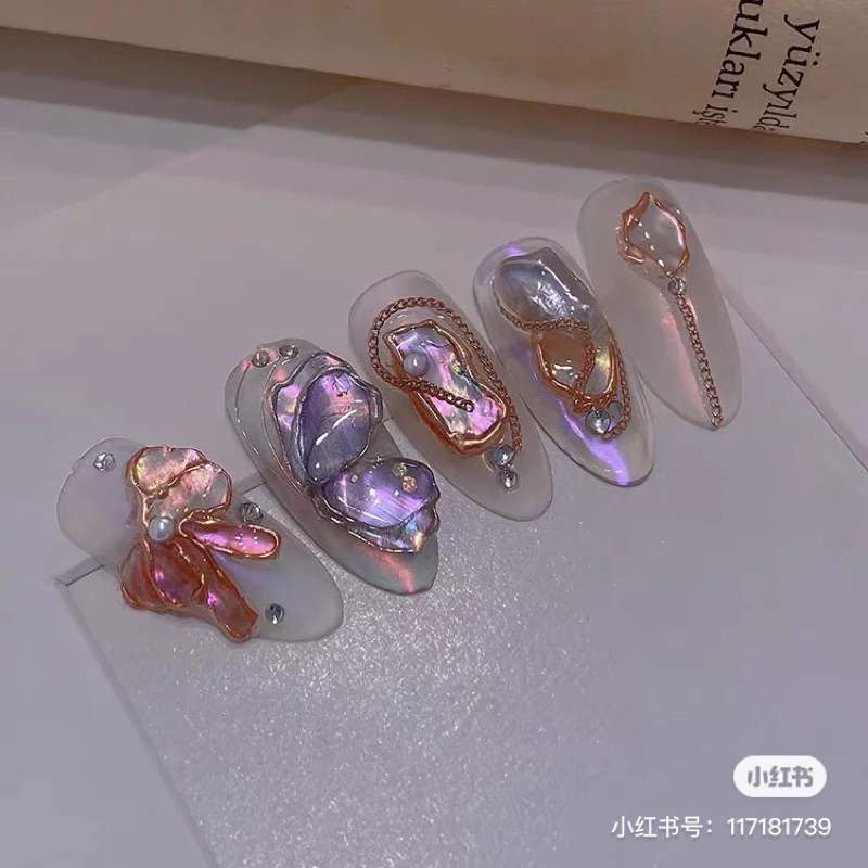 Xà cừ nail vân đá phụ kiện trang trí móng tay màu mới , siêu mỏng