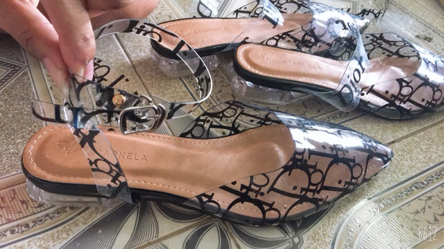 Giày sandal mũi nhọn mika chữ -quai chéo - gót mika ( cao cấp)