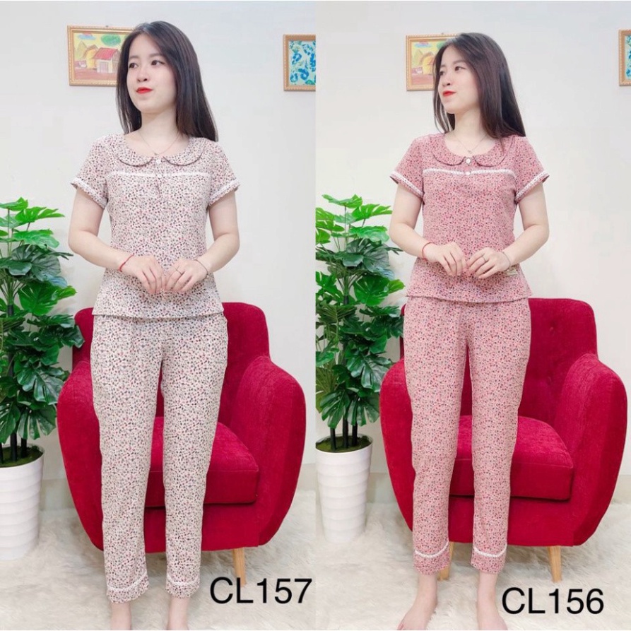 Bộ quần dài tay ngắn mặc nhà,đồ bộ ngủ dễ thương sang trọng hoa nhí