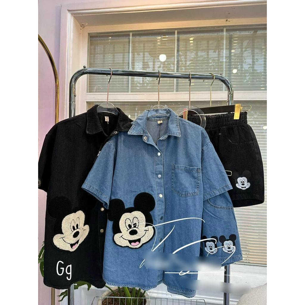 sét bộ jean đùi chuột mickey hot