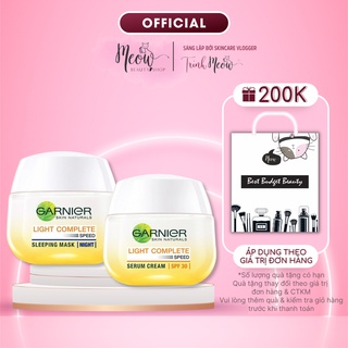 Kem dưỡng serum Garnier sáng da ban ngày và măt nạ ngủ ban đêm Light Complete 50ml