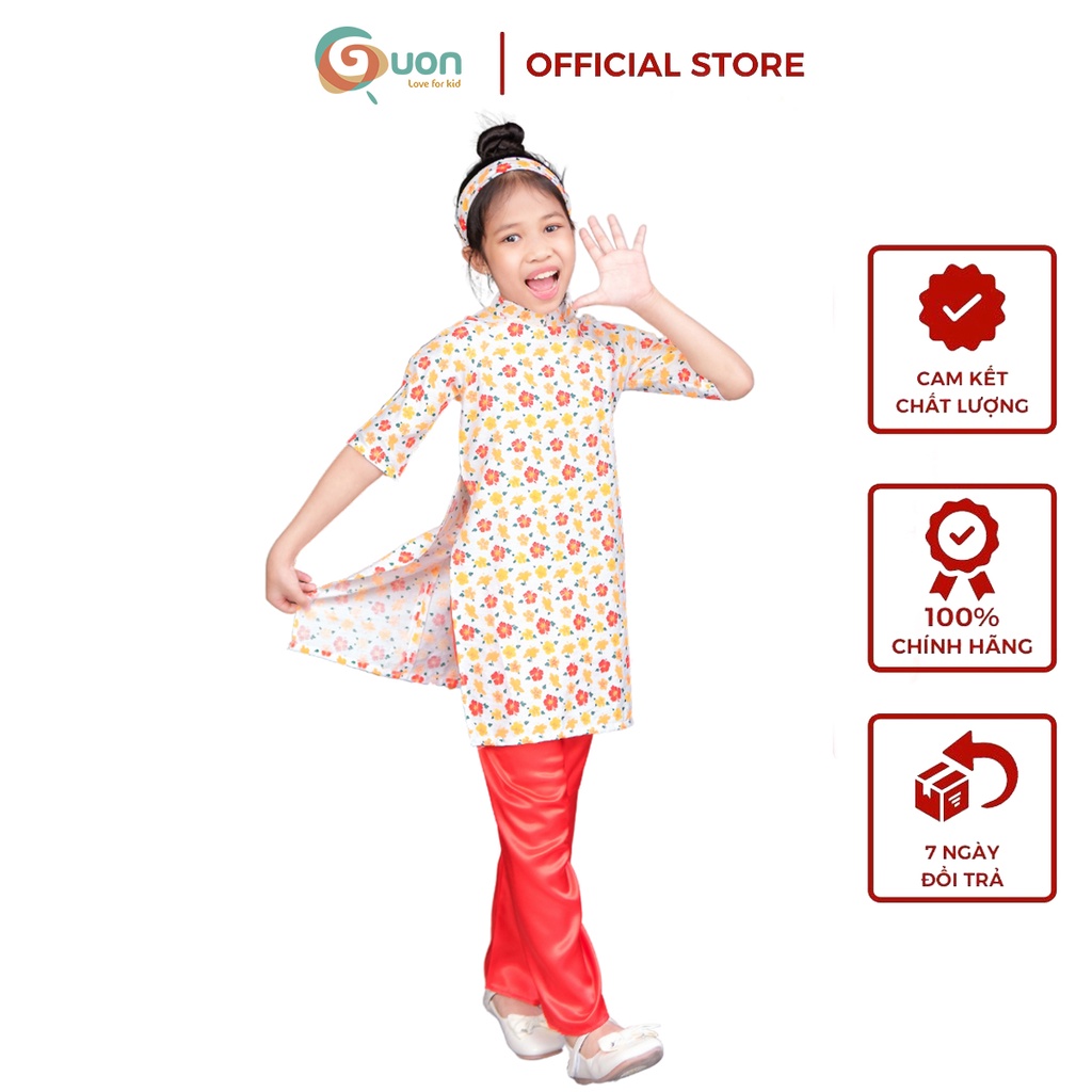Set áo dài cổ cao cho bé gái từ 11 - 41kg - GUON
