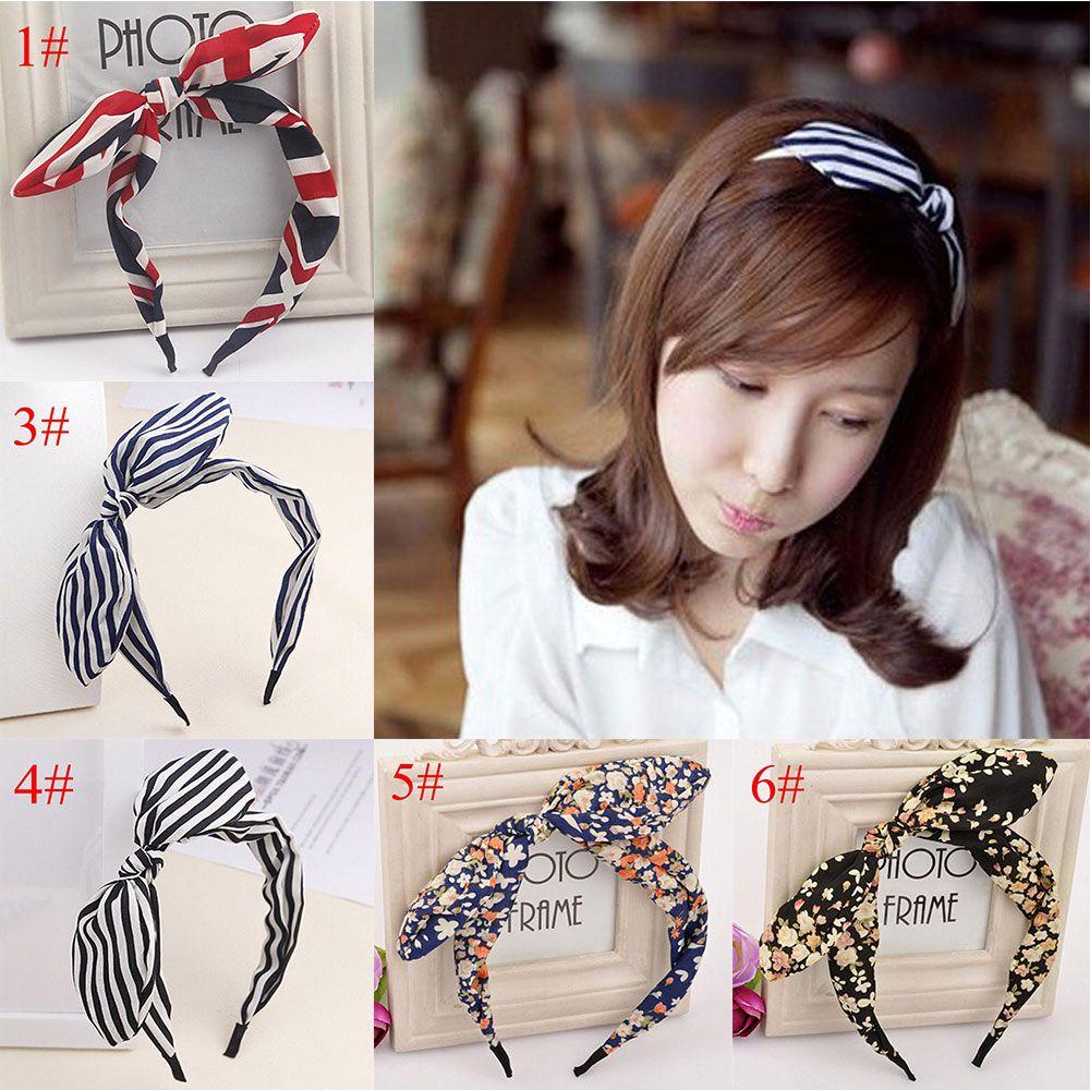Băng Đô Cài Tóc Đính Nơ Họa Tiết Kẻ Sọc &amp; Hoa Cổ Điển Cho Nữ