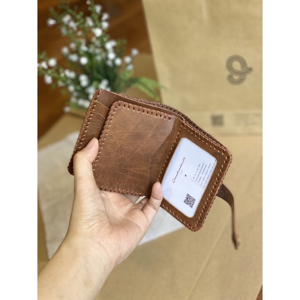 Ví unisex nhiều ngăn thủ công da PU