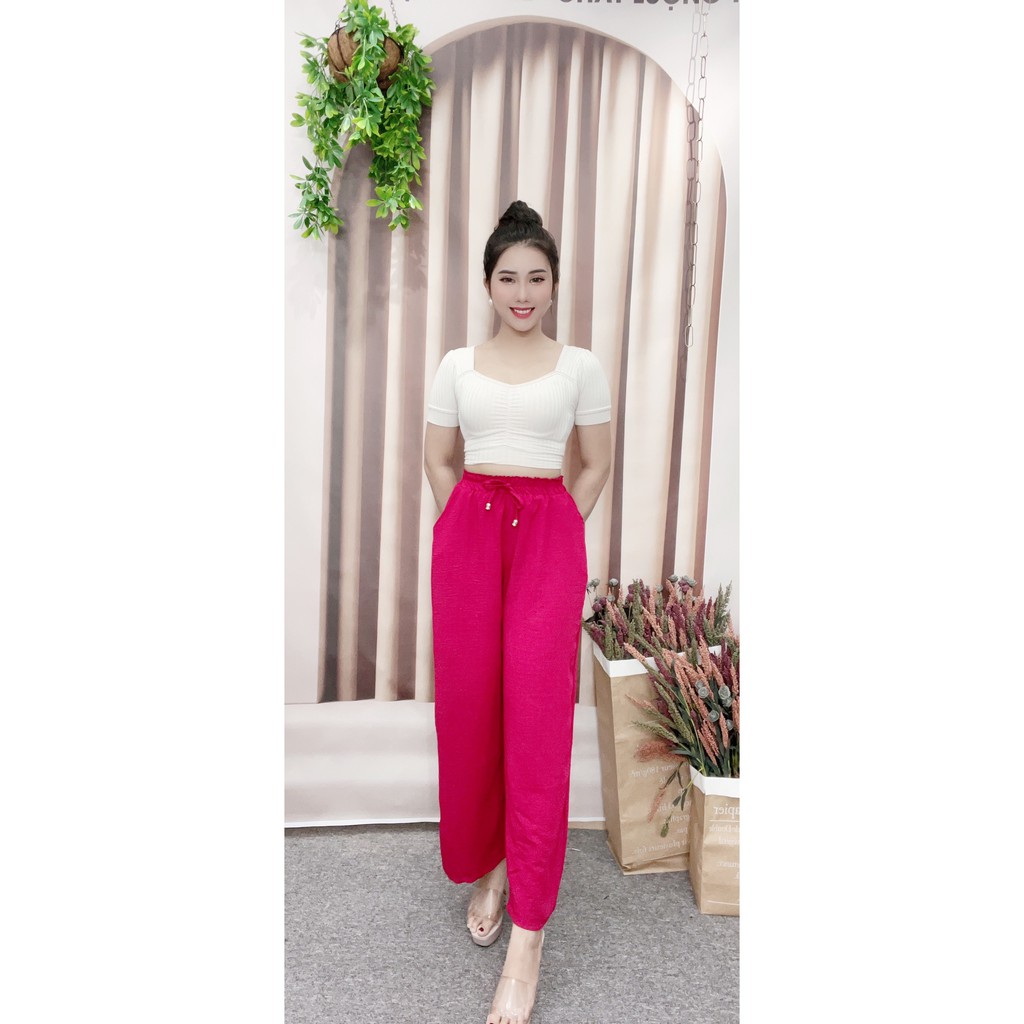 Quần dài ống rộng, dáng suông thời trang cao cấp, vải đũi thoáng mát dễ dàng tự tin phối đồ