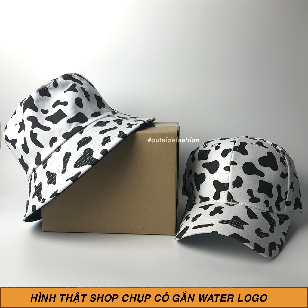 Mũ lưỡi trai nam nữ bò sữa hàn quốc, Nón kết họa tiết trắng đen style Ulzzang form unisex nam nữ OUTSIDE STREETWEAR N01