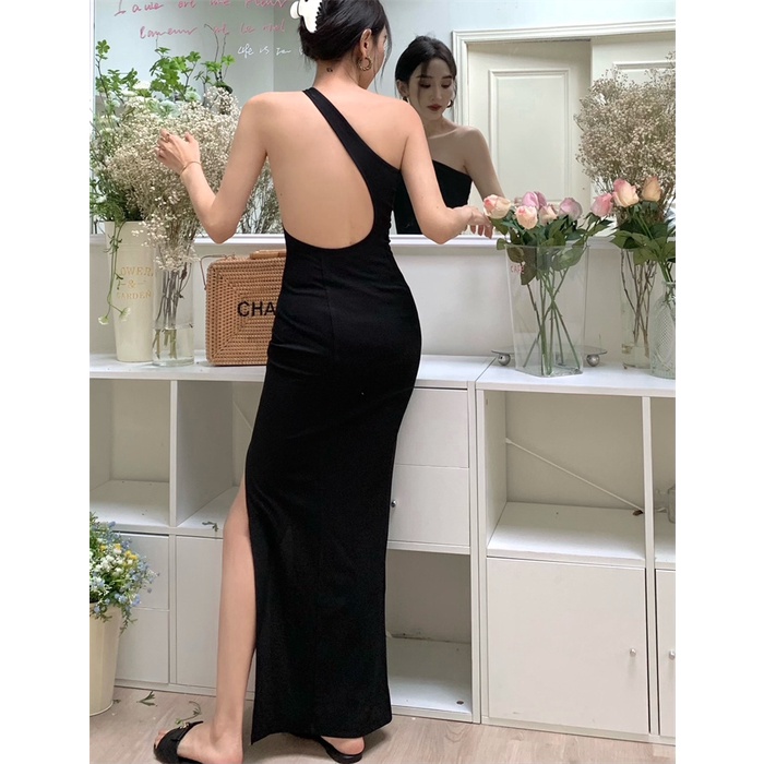 Cocory vn Đầm Dáng Dài Hở Lưng Xẻ Tà Ôm Dáng Thời Trang Gợi Cảm Cho Nữ