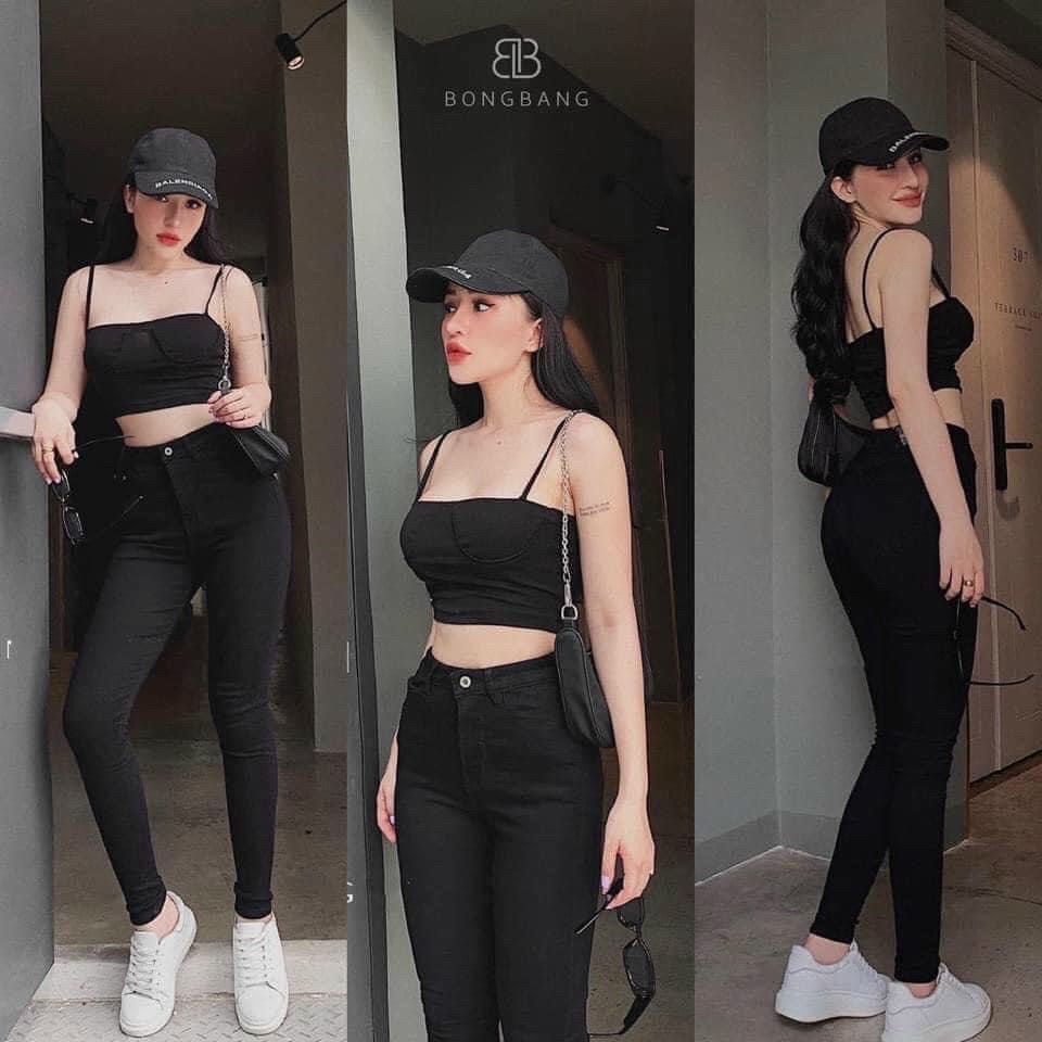 Quần jean nữ skinny  co giãn  4 chiều cạp cao ,jean giấy loại đẹp