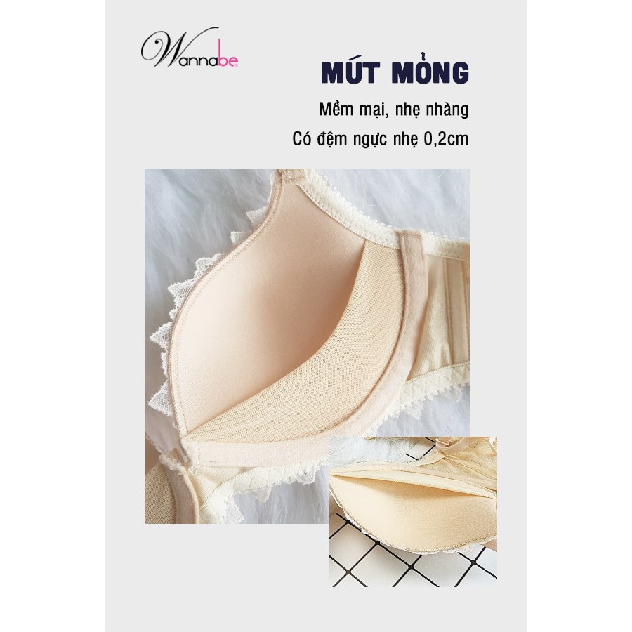 Áo ngực mút mỏng Wannabe ANR13 không gọng ren hoa xinh xắn