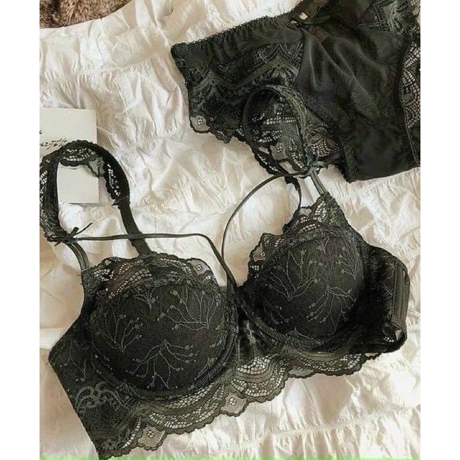 Bộ đồ lót 🍁f̴r̴e̴e̴s̴h̴i̴p̴ 🍁 bộ lót cao cấp  B018 Mand ren nơ dây chéo ko đệm có gọng c156 | BigBuy360 - bigbuy360.vn