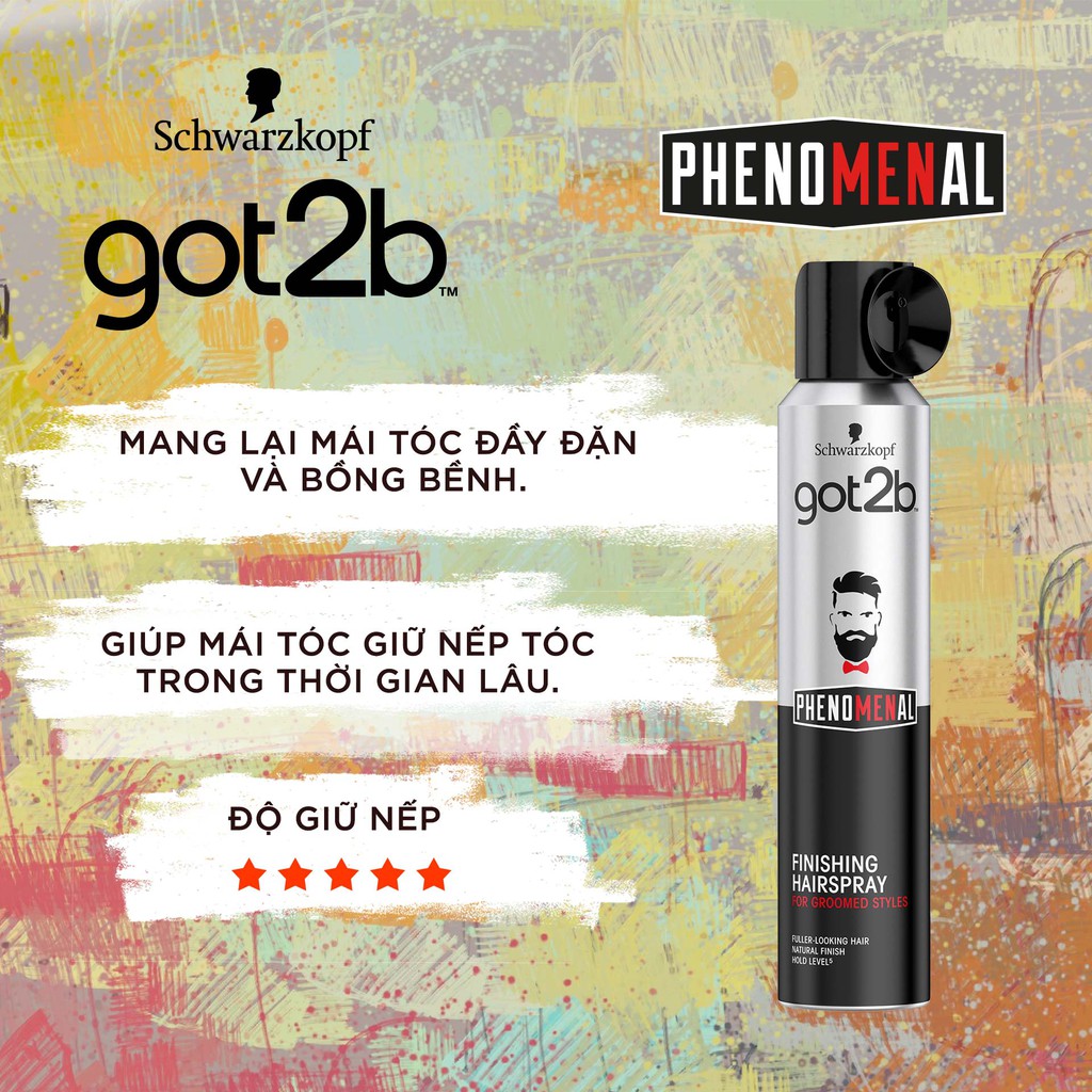 [Mã BMBAU50 giảm 50K đơn 150K] Kẹo xịt tóc giữ nếp Schwarzkopf Got2B PhenoMENal Finishing Hairspray 200ml