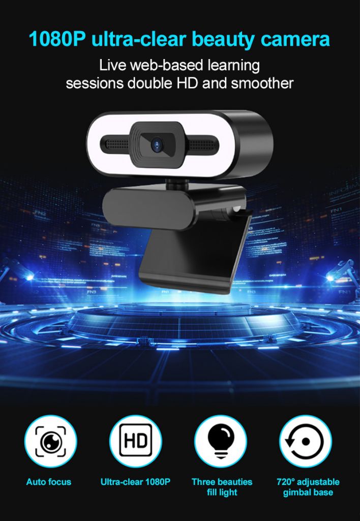 Webcam Hd 1080p Tích Hợp Micro Và Đèn Led Tự Động Lấy Nét Cho Máy Tính