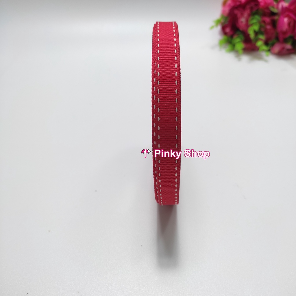 [1 mét] Ruy băng gân viền chỉ 1cm màu đỏ tím hồng xanh trời làm nơ gói quà, phụ kiện handmade Pinky Shop