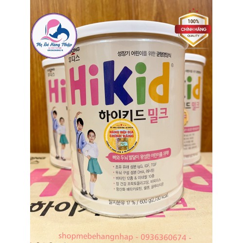 Thùng 6 lon Sữa Hikid Vani 600g tăng chiều cao- cân nặng