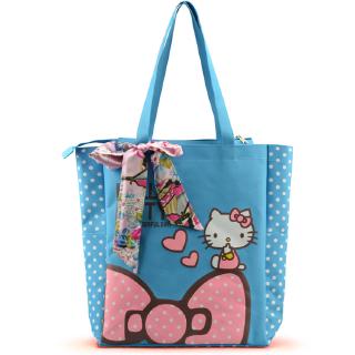 ⭐Cuộc sống ở góc⭐Hello kitty hello kitty hello kitty Túi đeo vai màu xanh Túi mua sắm thân thiện với môi trường Phiên bản Hàn Quốc Túi đeo vai Túi xách
