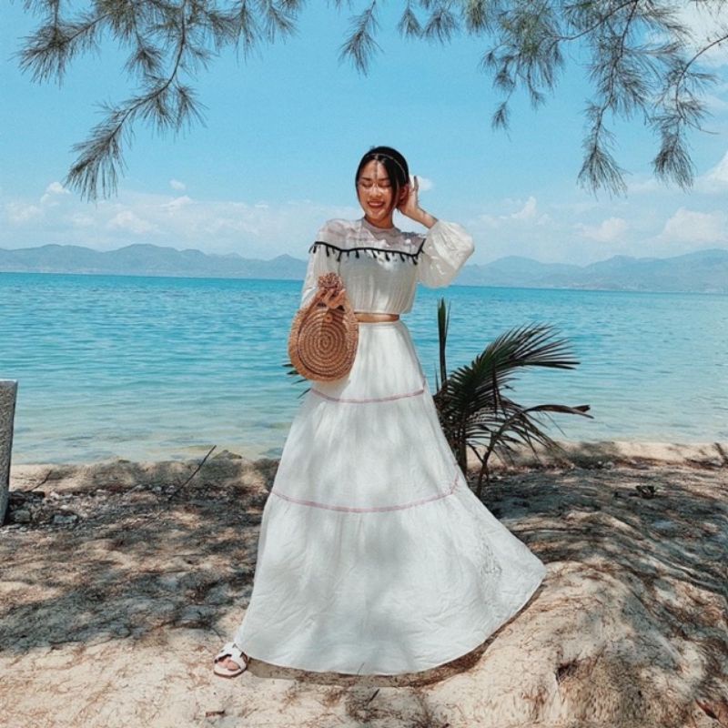 Pass set thổ cẩm (màu tím nhạt) new 100%