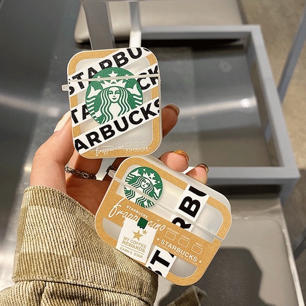 Vỏ bảo vệ hộp sạc tai nghe AirPods Pro/AirPods 3/Pro 2 Gen dáng vuông in họa tiết Starbucks