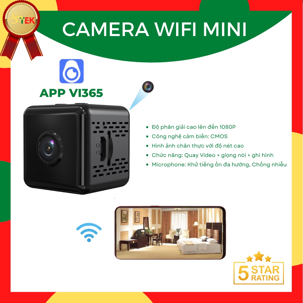 Camera Mini Wifi FullHD 1080P Giám Sát Qua Điện Thoại Hồng Ngoại Quay Ban Đêm Siêu Nhỏ Không Dây - App Vi365