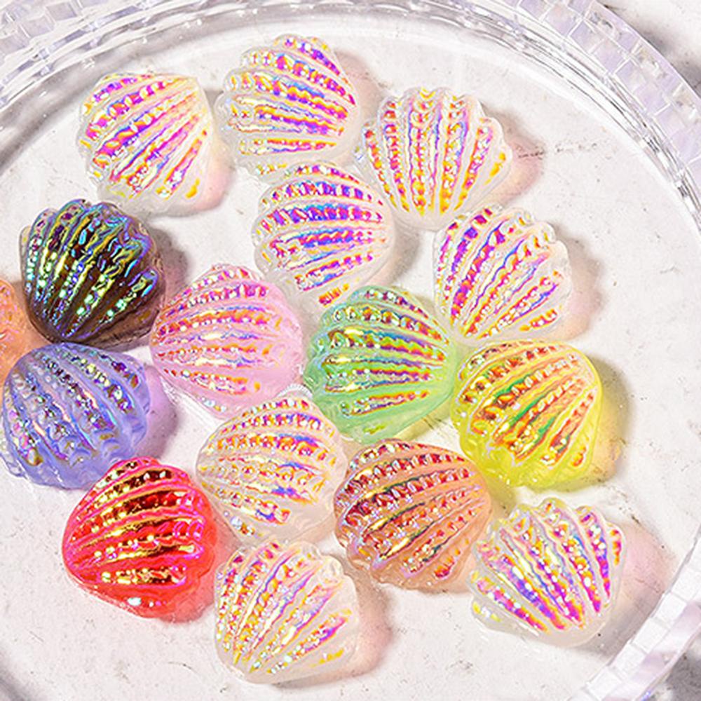 Hình Dán Móng Tay Vỏ Sò|Resin Dễ Thương|Laser Aurora AB Đầy Màu Sắc|Trang Sức Móng Tay