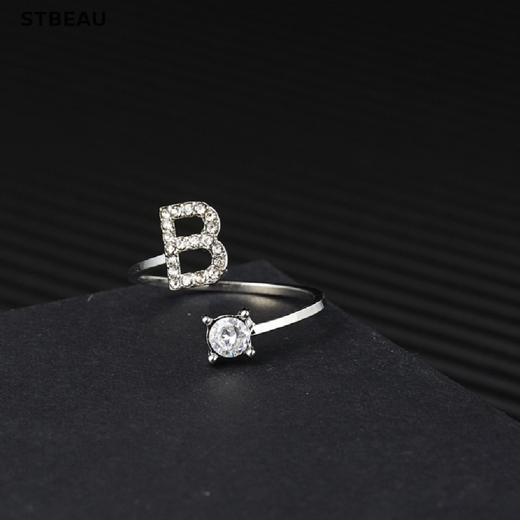 [Cxsteau] Nhẫn Hở Mạ Bạc 925 26Letter Trong Suốt