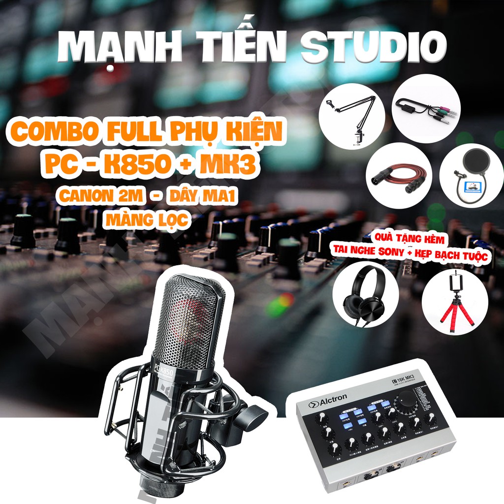 [COMBO FULL PHỤ KIỆN]Micro thu âm takstar K850 + soundcard U16K MK3 + ma1, canon2m, kẹp micro,màng lọc, có quà tặng