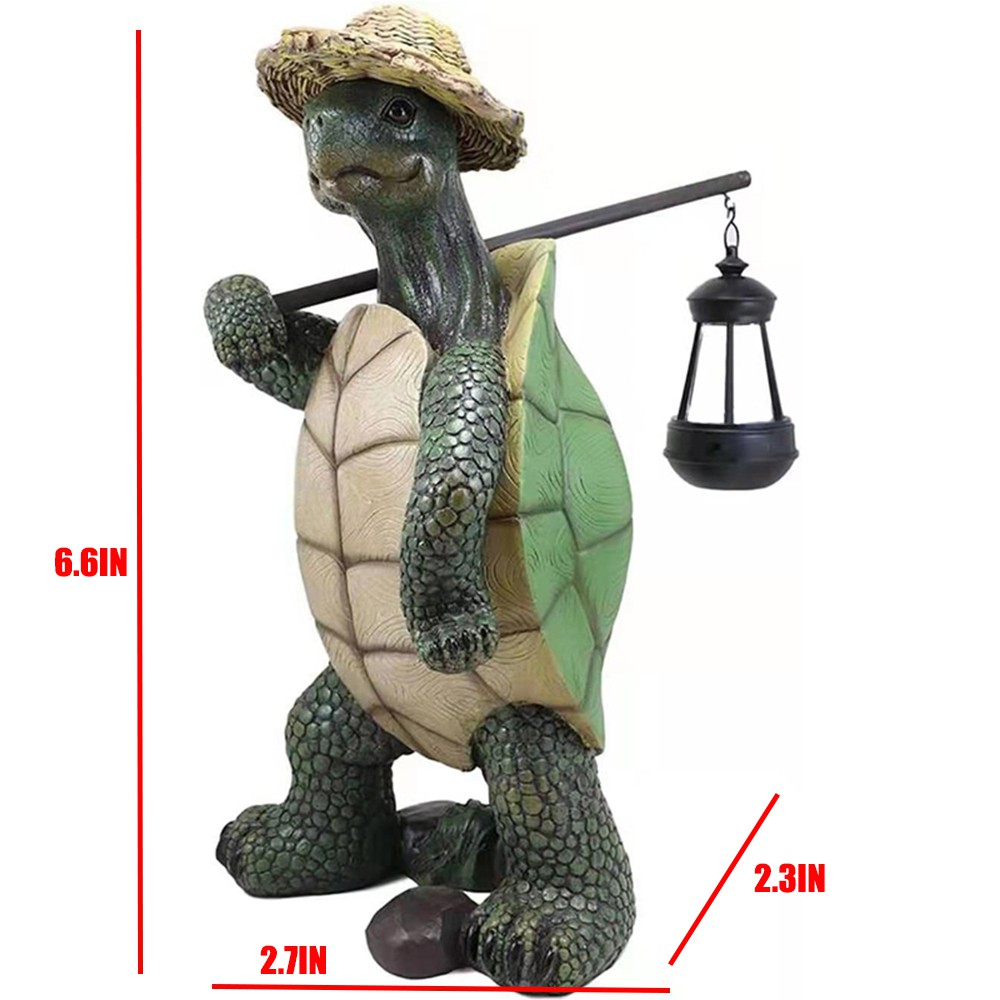 MIOSHOP Ornament Resin Hiking Tortoise Garden Figurine Home Decoration Sculpture Outdoor Weather-proof Fence Patio Yard