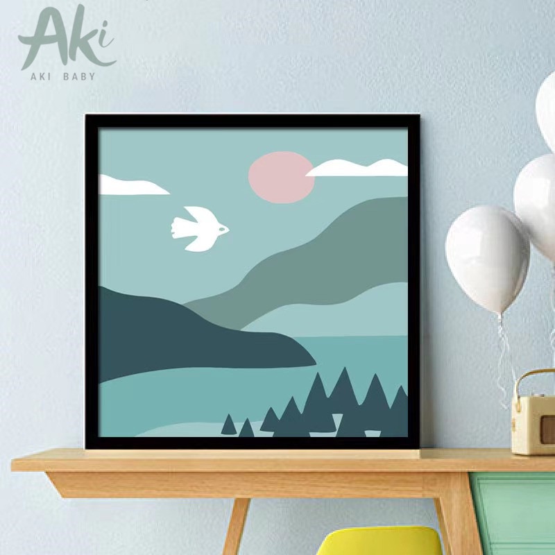 Tranh tô màu theo số có sẵn khung cho bé - Tranh sơn dầu số hóa tự tô 20x20cm chủ để tranh landscape