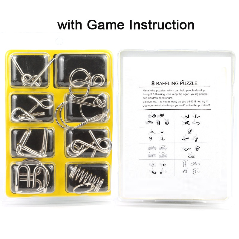 Set 8 Vòng Khóa Kim Loại Kiểm Tra IQ Rèn Luyện Trí Não Đồ Chơi Giáo Dục Sớm Cho Bé