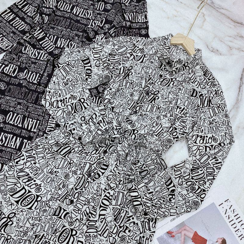 Váy sơ mi họa tiết túi hông vnxk