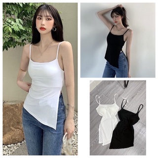Áo kiểu 2 dây xẻ tà bên kèm mút ngực cực chất thun gân