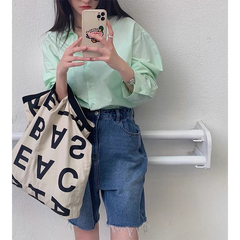 (Hàng có sẵn) Áo somi tay dài nữ bảng màu pastel mới ngọt ngào xinh đẹp